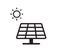 Solar enegy icon on white background. Solar panels with sun icon. Vector illustration