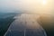 Solar energy farm. High angle view of solar panels on an energy farm. full frame background texture