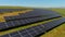Solar energy panels in countryside from above