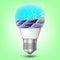 Solar energy panels in light bulb, Isolated vector illustration of clean electric energy from renewable sources sun and wind
