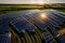 Solar energy photovoltaic power generation looking down the countryside agriculture and countryside