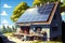 Solar energy solutions for a brighter tomorrow- Eco House Vector