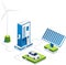 solar energy and windmills illustration concept