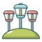 Solar lamps garden light icon, cartoon style