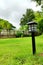Solar lawn light on green grass garden, decoration items for the garden at home.