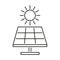 Solar panel, accumulate sun energy, line icon. Alternative electric generation from sunlight. Vector outline