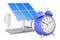 Solar panel with alarm clock, 3D rendering