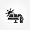 Solar panel battery icon. accumulation solar energy. sustainable, renewable and alternative energy symbol