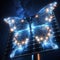 Solar panel with a butterfly in the form of a hologram., generative ai