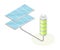 Solar Panel with Cells and Battery as Ecology and Environment Protection and Conservation Isometric Vector Illustration