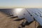 solar panel plant farm standing in desert environment renewable unlimited green energy concept 3D Illustration