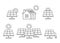 Solar panel separate and on house, accumulate sun energy, line icon set. Alternative electric generation from sunlight