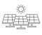 Solar panel set, accumulate sun energy, line icon. Alternative electric generation from sunlight. Vector outline