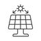 Solar panel with the sun icon in line design. Panel, sun, power, renewable, photovoltaic, electricity, solar power