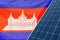 Solar panels against flag Cambodia background