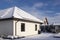 Solar panels on a private house covered with snow