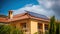 Solar panels on the roof of a house.