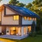 solar panels rooftop system for renewable energy concepts with futuristic generic smart home. generative AI