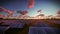 Solar pannels, timelapse sunset, aerial view