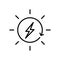 Solar power line icon. Lightning bolt inside sun with arrow. Renewable energy concept.