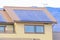 Solar power panels on the roof , Photovoltaic modules for innovation green energy for life