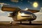 Solar Powered Flying Car of the future with advanced solar technology to generate lift, allowing for emission-free, vertical take-