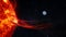 Solar prominence, solar flare, and magnetic storms. Influence of the sun`s surface on the earth`s magnetosphere