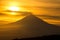 Solar sphere above the volcano and with fumarole