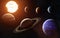 Solar system. All planets on one side of the Sun. Elements of the image are furnished by NASA