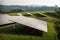 Solar system panels in the large photovoltaic power plant in the green field