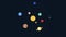 Solar system. Planets around the burning sun. Flat design. Loop animation