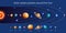 Solar system planets around the Sun. Vector collection of planets.