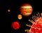 Solar system with planets and asteroids as a coronavirus. Elements of this image furnished by NASA