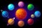 Solar system planets cartoon observatory small planets pluto venus mercury neptune mars crater stars and stars cosmos