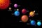 Solar system planets cartoon observatory small planets pluto venus mercury neptune mars crater stars and stars cosmos