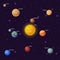 Solar System Planets, Earth, Saturn, Mercury, Venus, Earth, Mars, Jupiter, Saturn, Uranus, Neptune, Pluto, Moon Vector