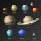 Solar system planets galaxy icons