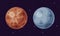 Solar system planets. Mercury and Neptune vector illustration