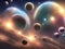 Solar system planets in nebula deep space frontier