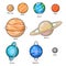 Solar system planets set.
