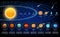 Solar system planets set, vector realistic illustration