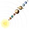 Solar System Planets and Sun Space Illustrations