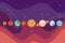 Solar system planets in universe, infographic vector. Solar system scheme. Vector galaxy. Vector planets illustration