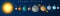 Solar system set. Planets textures.  Sorting by distance from the sun. about size large, small. Mercury, Venus, Earth Mars, Jupite