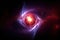 Solar system in space with stars and nebula. 3D rendering, Beautiful neutron star explosion with gamma rays in a distant galaxy,