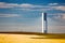 Solar Tower with rays - thermo-solar power - blue sky and yello