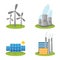 Solar, windmills and nuclear power plants icons