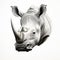 Solarized Rhino Head Drawing: Ivory Editorial Illustration With Realistic Attention To Detail