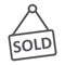 Sold line icon, real estate and home, sale sign