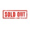 Sold out red square grunge textured rubber stamp seal. Out of stock sign.